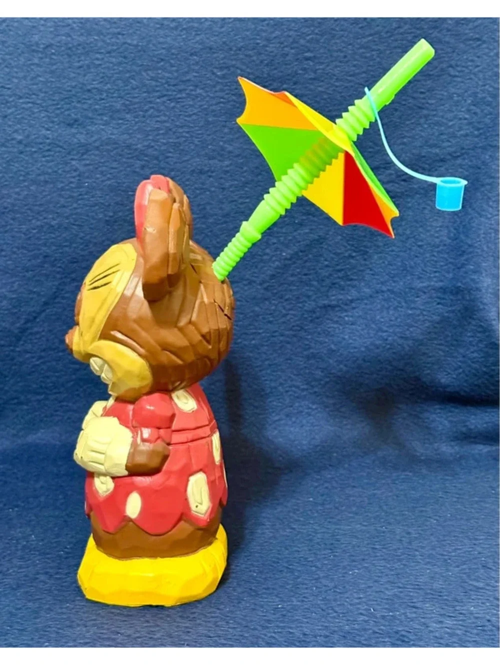 Vintage Tropical Minnie Mouse Water Bottle with Straw & Umbrella